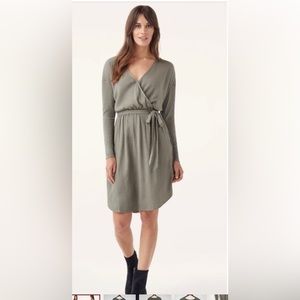 Anthropology Splendid Balsa Mixed Media Long-Sleeve Dress Size M Color Green